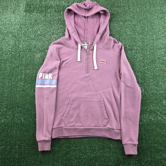 PINK Victoria's Secret LOVE PINK Mauve Half Zip Pullover Hoodie Women's XS - Picture 2 of 8